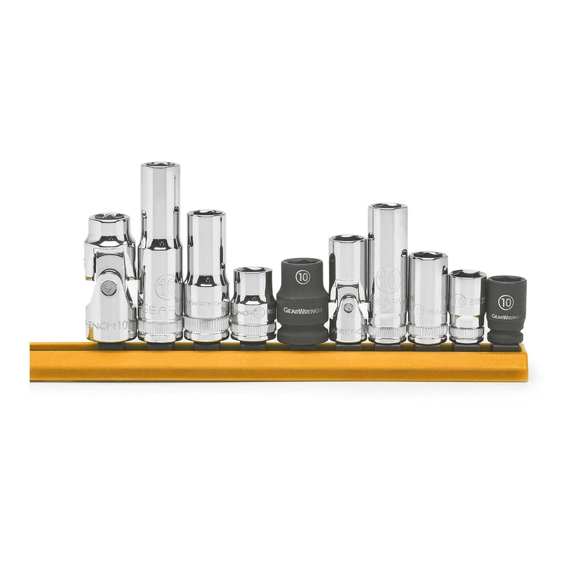 10 Pc. 1/4 and 3/8 Drive 6 Point 10MM Socket Set