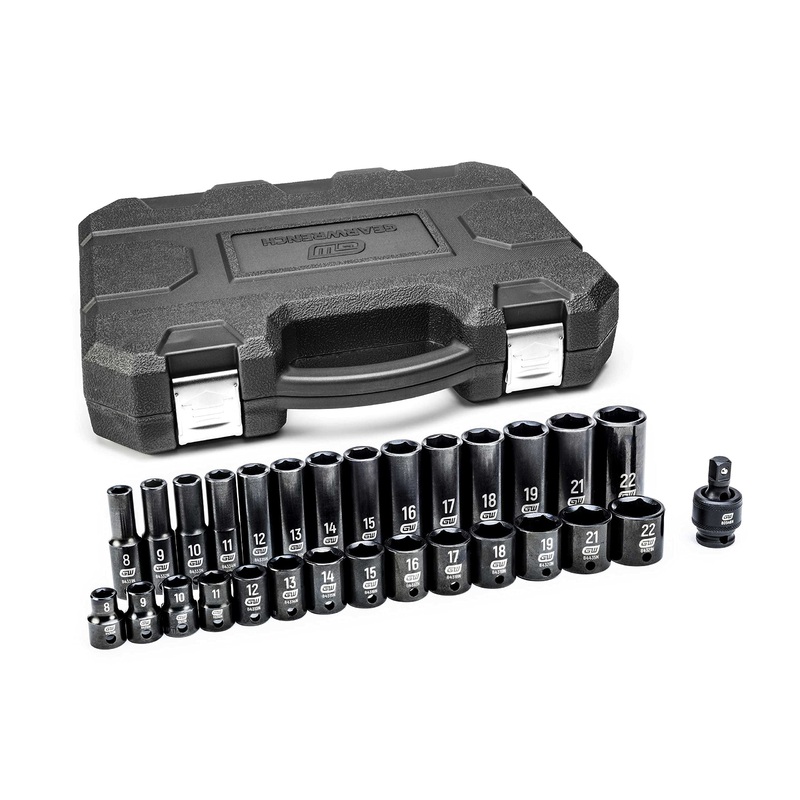 29 Pc. 3/8 Drive 6 Point Metric Standard/Deep Impact Socket Set