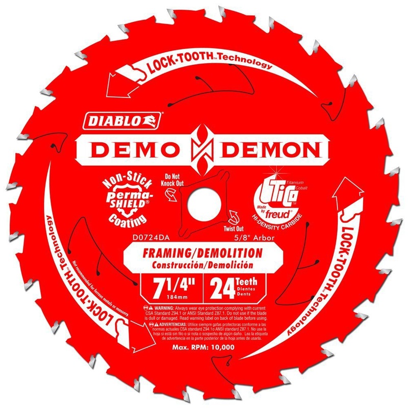 Diablo Demo Demon Framing/Demolition Saw Blade with Perma-Shield Coating – Dura-Blend Carbide – 7-1/4 x 24-Tooth – D0724DA