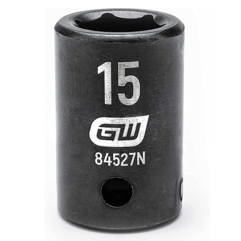 GEARWRENCH 1/2 Drive Standard Impact Metric Socket 15mm, 6 Point – 84527N , Black