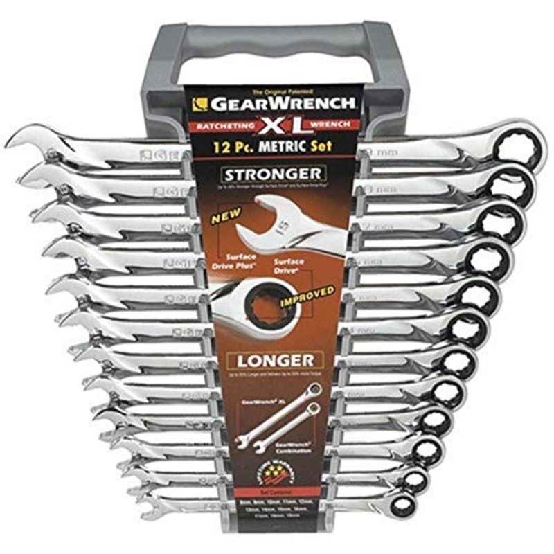 GEARWRENCH 12 Pc. 12 Pt. XL Ratcheting Combination Wrench Set, Metric