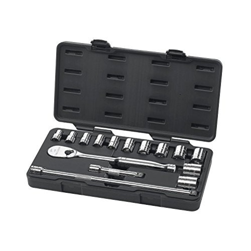 GEARWRENCH 15 Pc. 1/2 Drive 6 Pt. Standard Mechanics Tool Set, SAE – 80706 , Black