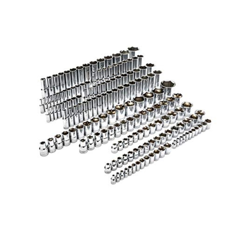 GEARWRENCH 163 Piece 1/4 Inch, 3/8 Inch & 1/2 Inch Drive 6 Point Standard and Deep SAE/Metric Master Socket Set. – 89073