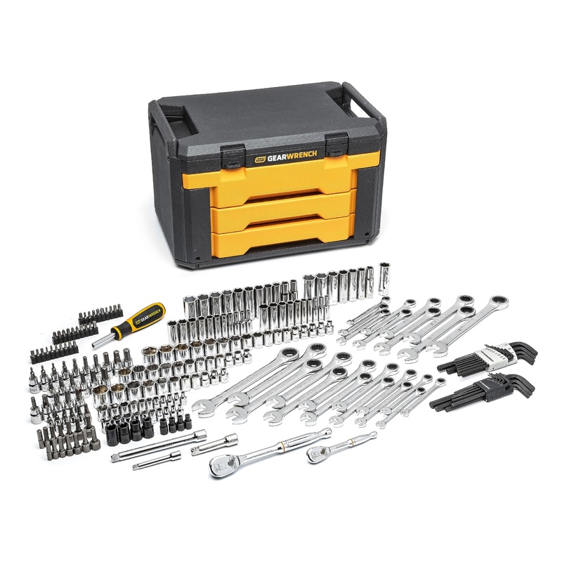 GEARWRENCH 219 Pc. Mechanics Tool Set in 3 Drawer Storage Box – 80940