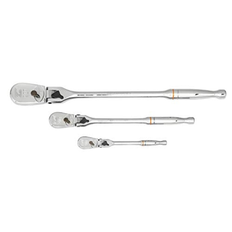 GEARWRENCH 3 Pc. 1/4, 3/8 & 1/2 Drive 90 Tooth Locking Flex Head Teardrop Ratchet Set – 81276T