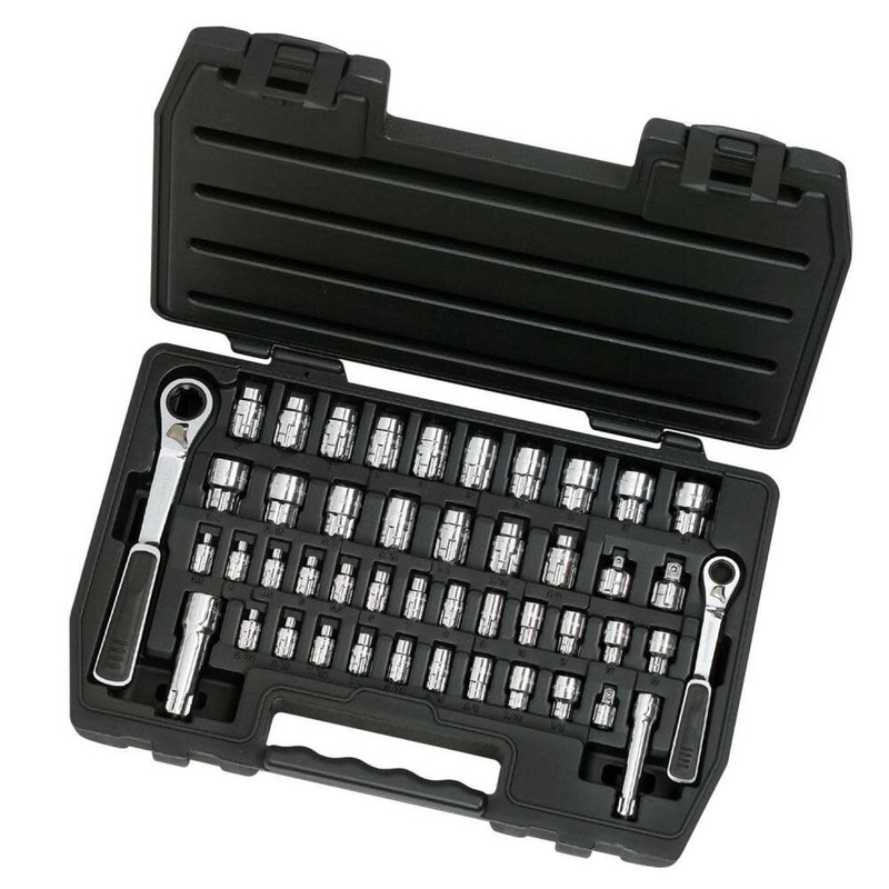 GEARWRENCH 46 Pc. 1/4 & 3/8 Drive 6 Pt. Pass-Thru Mechanics Tool Set, SAE/Metric – 8946