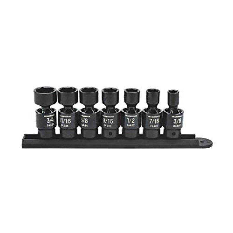 GEARWRENCH 7 Pc. 3/8 Drive X-Core 6 Pt. Pinless Universal Impact Socket Set, SAE – 84974