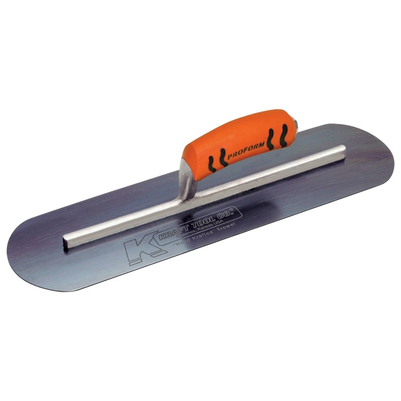 Kraft Tool Blue Steel Pool Trowel with ProForm Handle L-Shank, 16 x 4-Inch