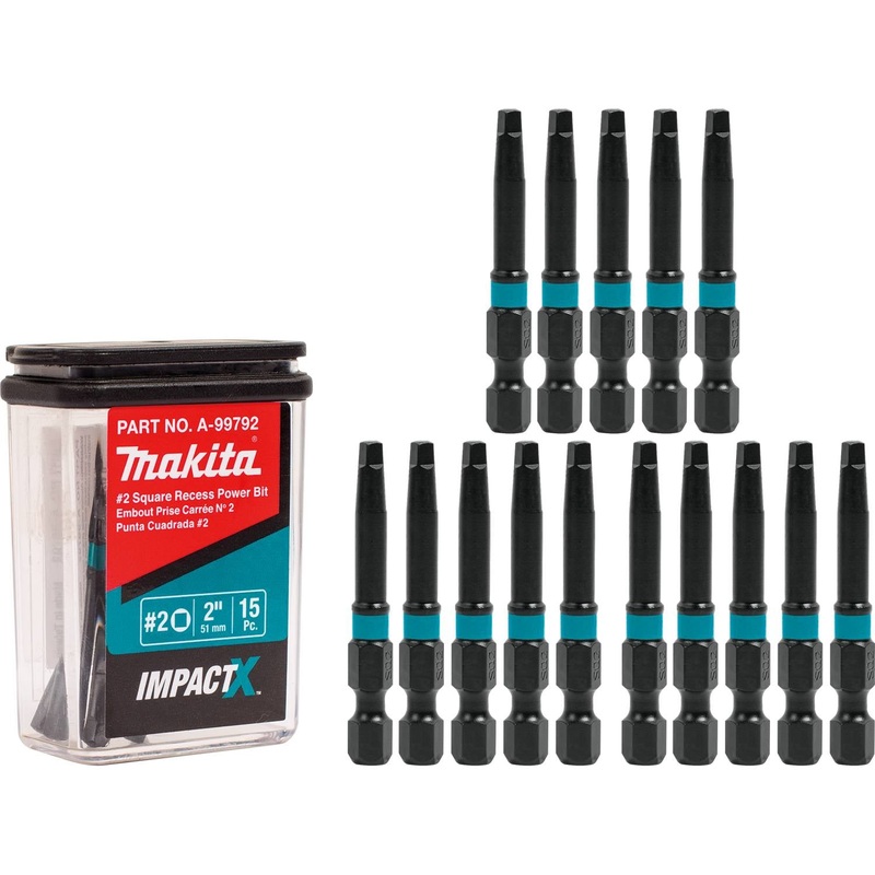 Makita (A-99792) Impact X #2 Square Recess 2 Power Bit (15-Pack)