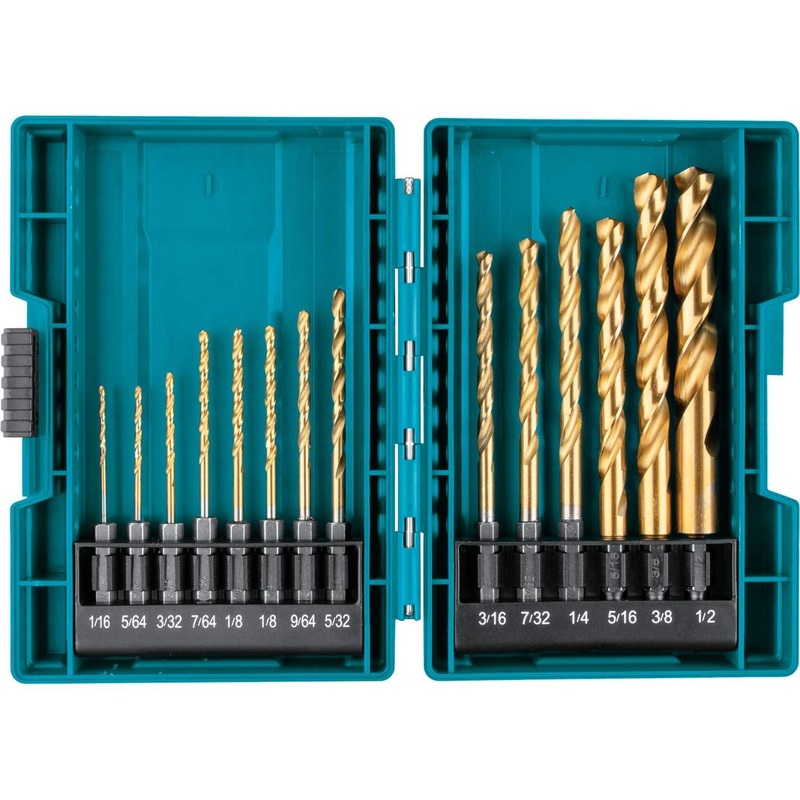 Makita Impact Gold 14 Pc. (B-65399)Titanium Drill Bit Set, 1/4 In. Hex Shank