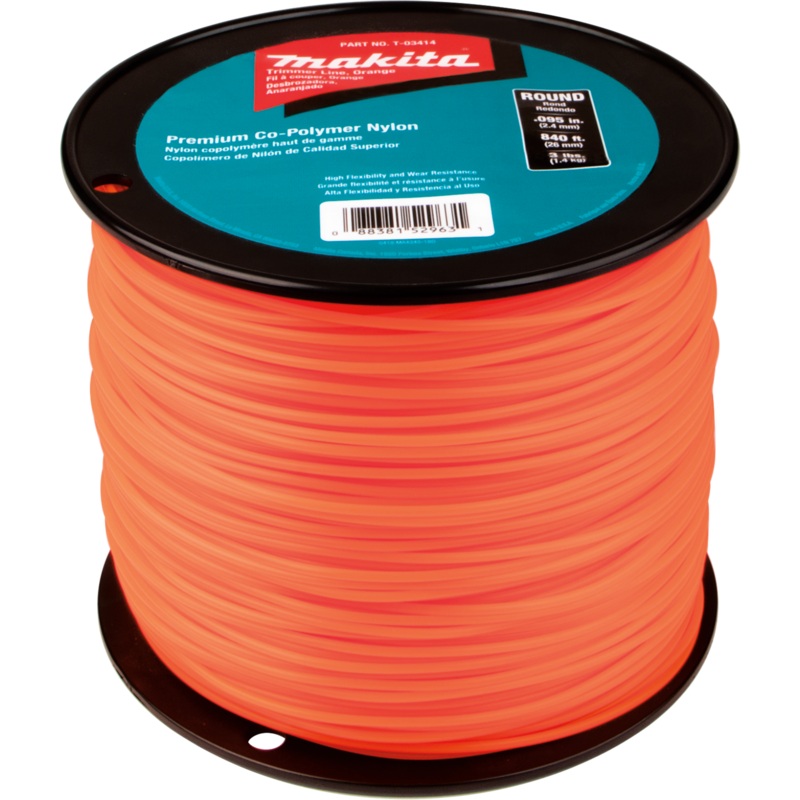 Round Trimmer Line, 0.095, Orange, 840, 3 lbs.