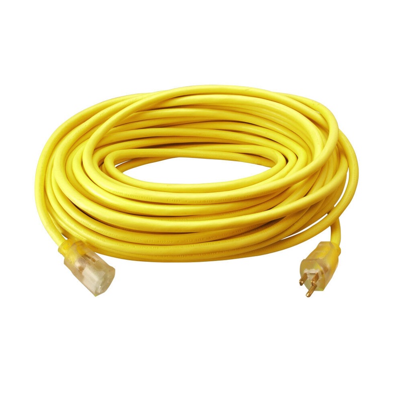 Southwire 12/3 Outdoor Extension Cord, 100 ft, 12 Gauge 3 Prong Grounded Outlet, Yellow