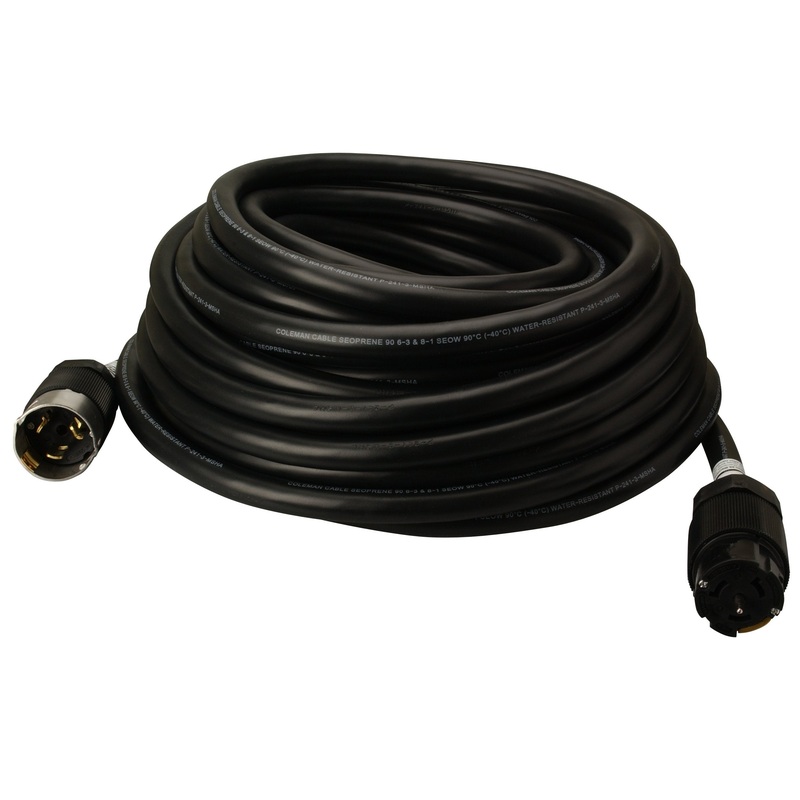 Southwire Extra Duty Outdoor Extension Cord, 50Ft, 8 Gauge, 50 AMP, Twist-to-Lock, Generator Cord, SEOW, Black, 19180008