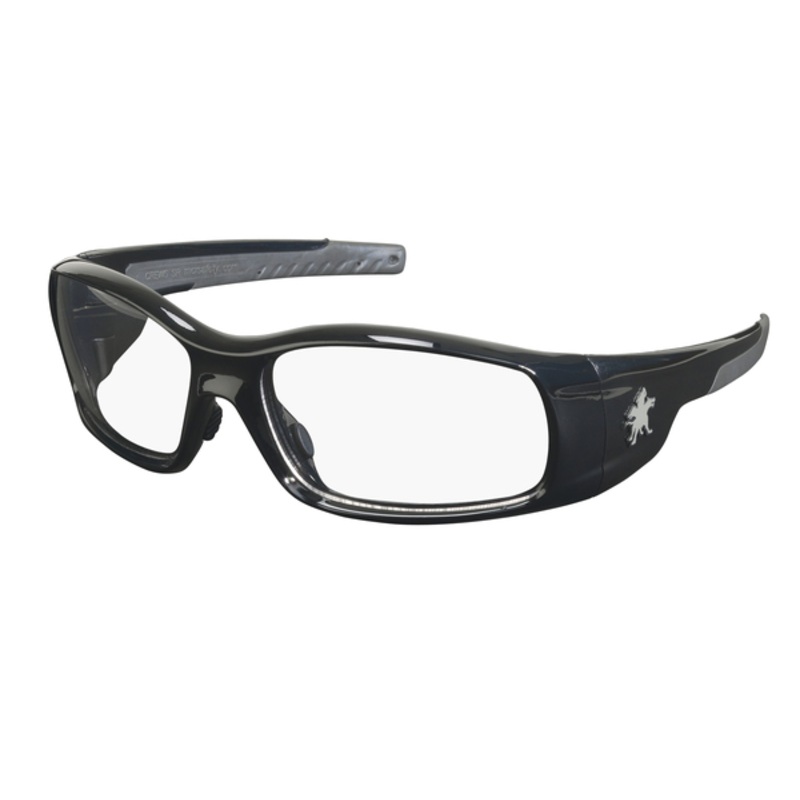 Swagger SR1 Series Black Safety Glasses with Clear Lenses Soft Non-Slip Nose Piece and Temples