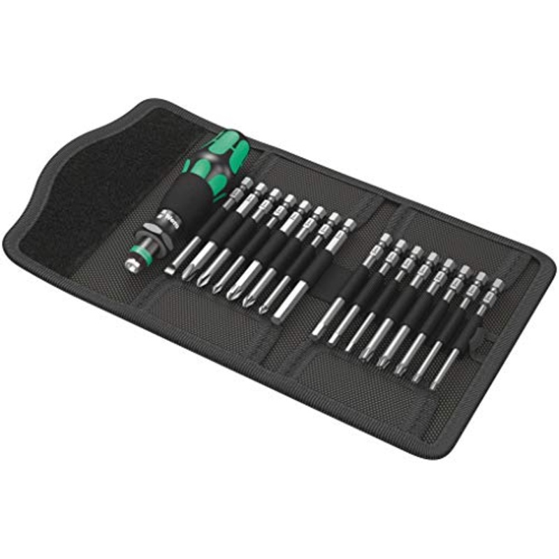Wera Tools 60 Kraftform Bitholding Screwdriver and 3 1/2-Inch Bit Pouch Set, 17-Piece, Multi
