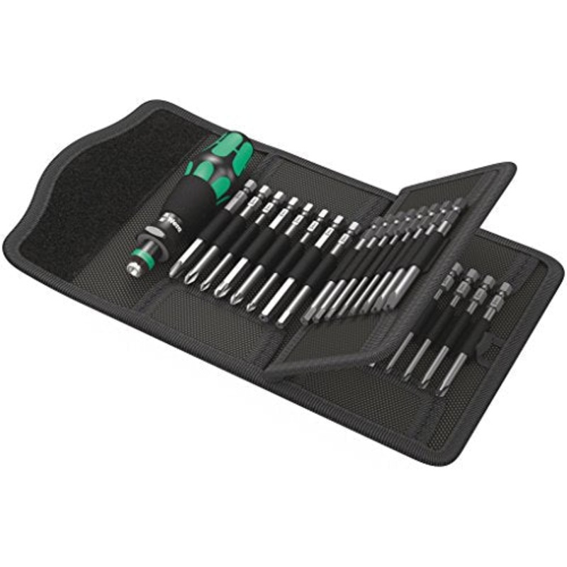 Wera Tools 62 Bitholding Screwdriver Set with Bits in Pouch, 33 Pieces
