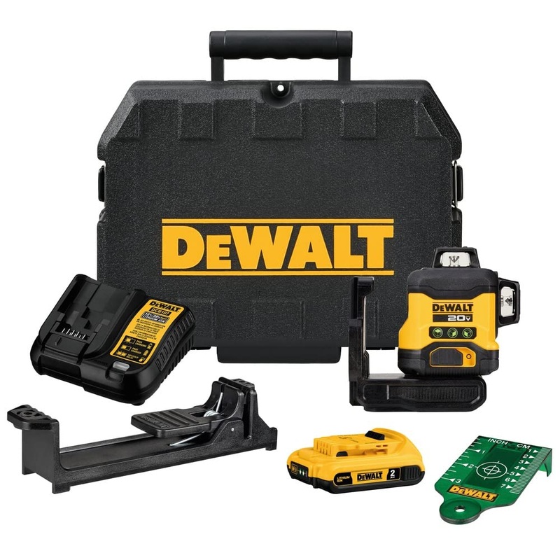 DEWALT 20V MAX Laser Level Kit, Cross Line Laser, 3×360, Green (DCLE34031D1)