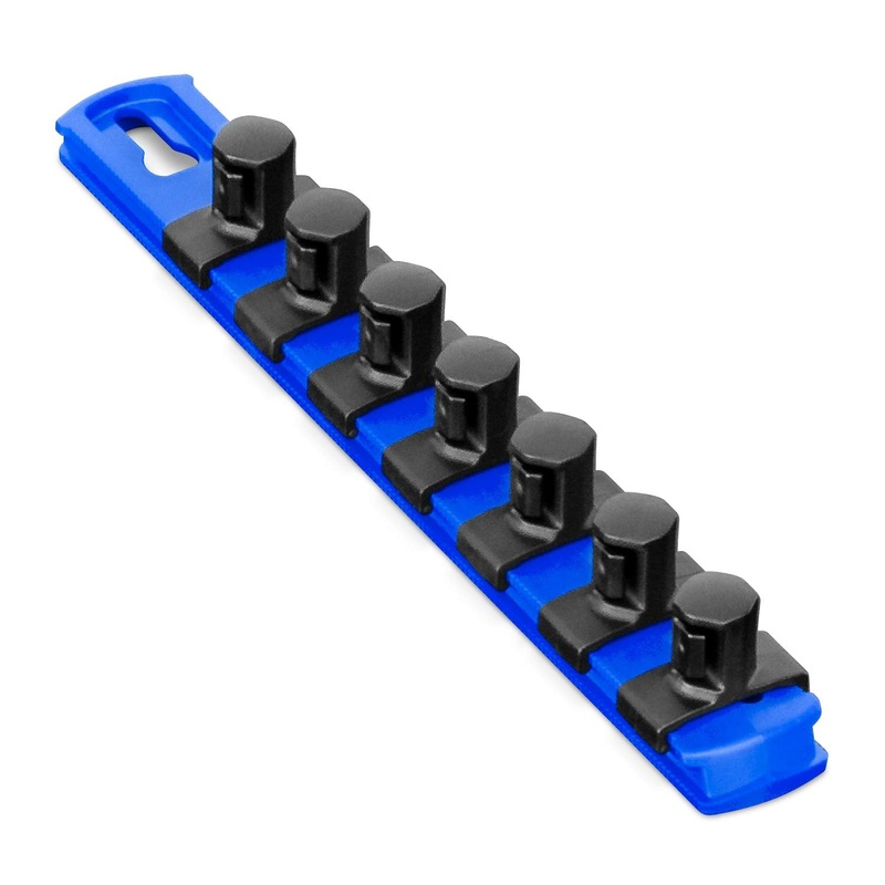 Ernst Manufacturing 8-Inch Magnetic Socket Organizer with 7 1/2-Inch Twist Lock Clips, Blue (8409M-Blue-1/2) 8-Inch 1/2-Inch Twist Clips Blue