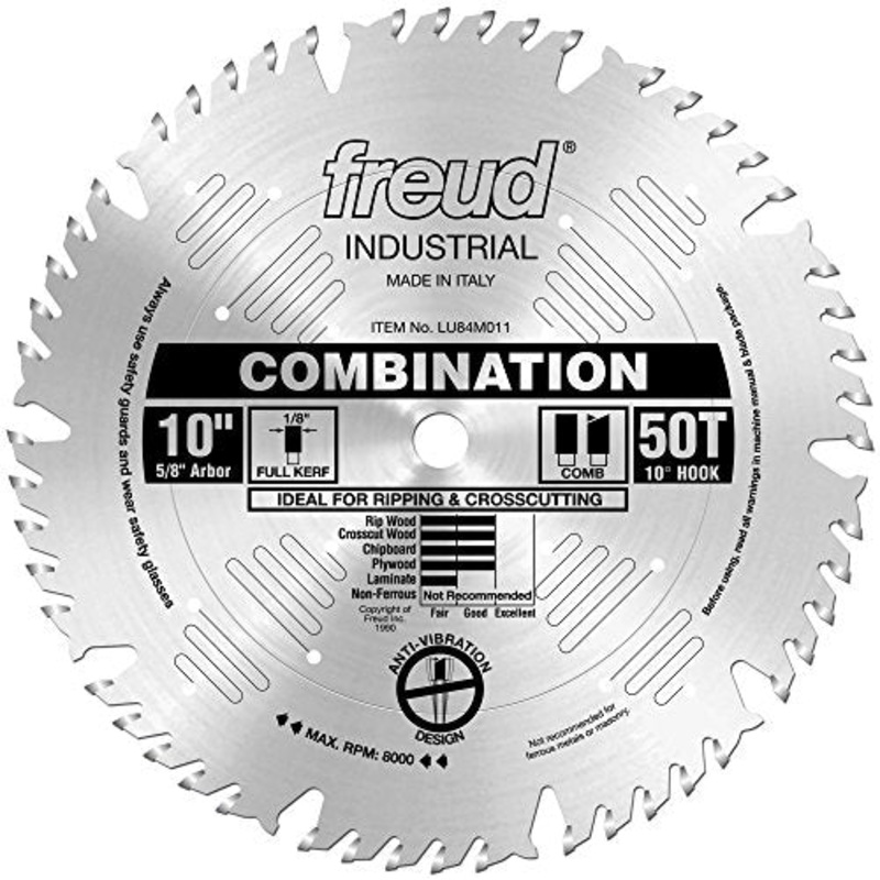Freud Combination Saw Blade with Arbor (10-16 Diameter)