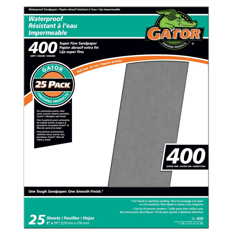 Gator 9 x 11 Waterproof Sanding Sheets, 400 Grit, 25 Pack