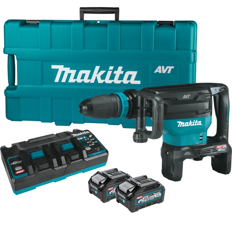 Makita (GMH02PM) 80V Max (40V Max X2) XGT Brushless 28 lb. AVT Demolition Hammer Kit, accepts SDS-MAX bits, AWS Capable