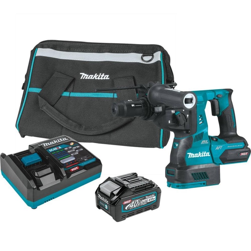 Makita GRH02M1 40V max XGT Brushless Cordless 1-1/8 SDS-PLUS AVT Rotary Hammer Kit,  interchangeable chuck, AWS Capable, bag, with one battery (4.0Ah) & FREE Makita GAG01Z