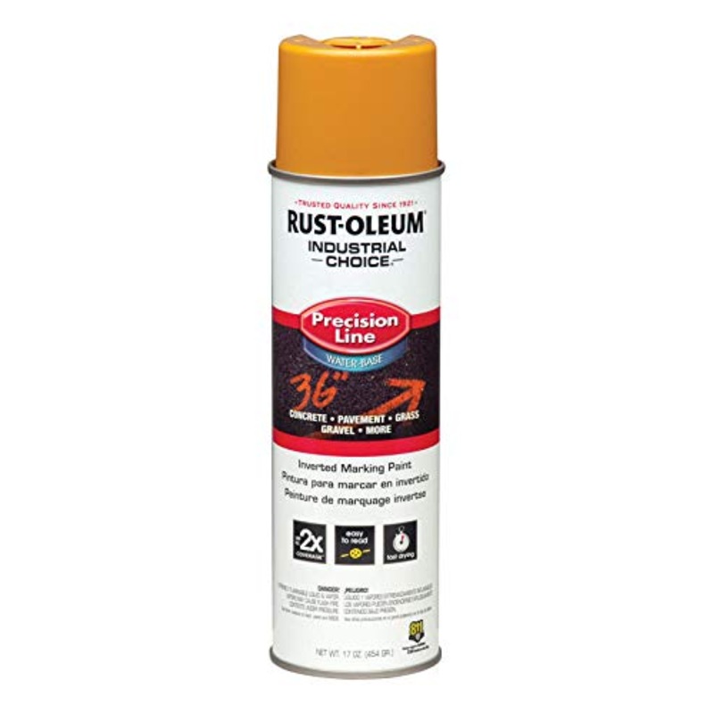 Rust-Oleum 203033 Industrial Choice Inverted Water-Based Marking Spray Paint, 17 Oz, Caution Yellow (Pack of 12)