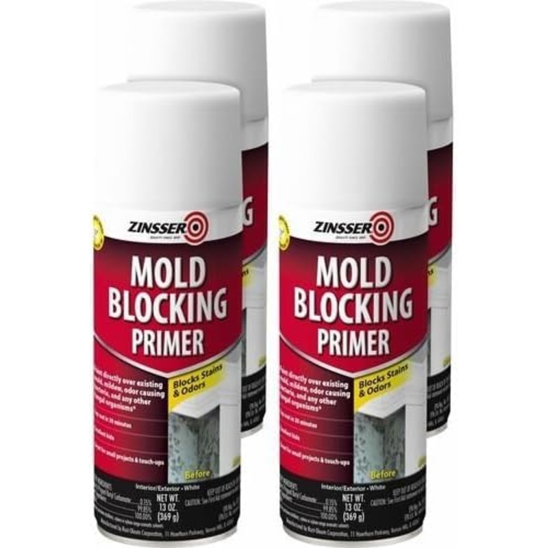 Rust-Oleum Zinsser 4PK Mold Killing Primer, Quart, White, 4 Pack