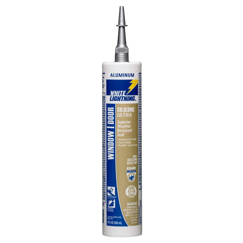 White Lightning W31104510 Silicone Ultra Window and Door Sealant, Aluminum, 10 fl. oz.