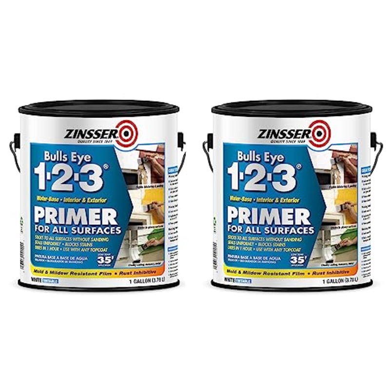 Zinsser 2001-2PK Bulls Eye 1-2-3 Water-Base Primer, Gallon, White, 2 Pack