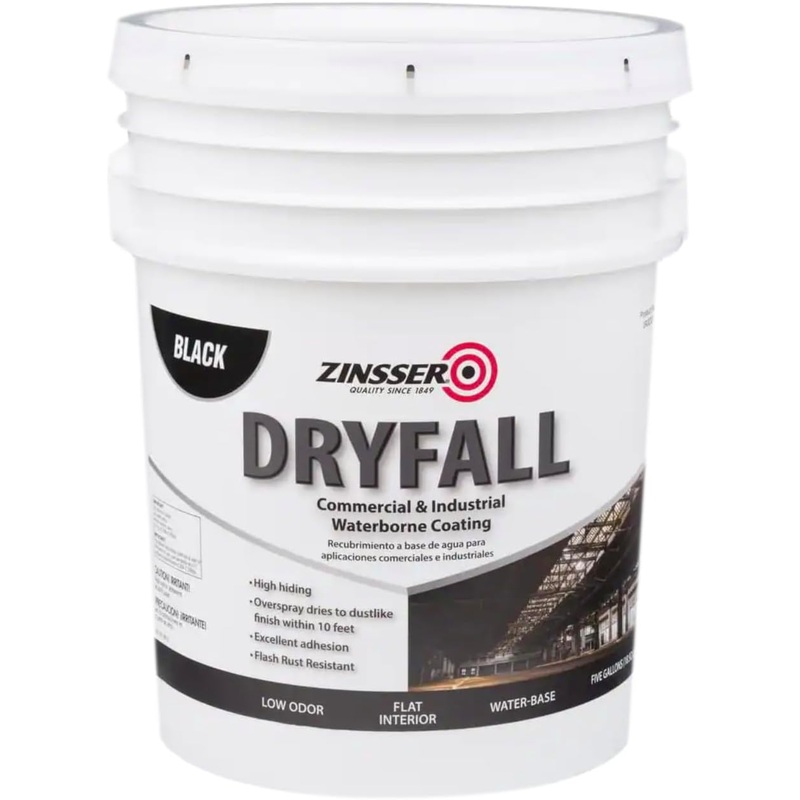 Zinsser 293233 Dryfall Commercial & Industrial Waterborne Coating, 5 Gallon, Flat Black