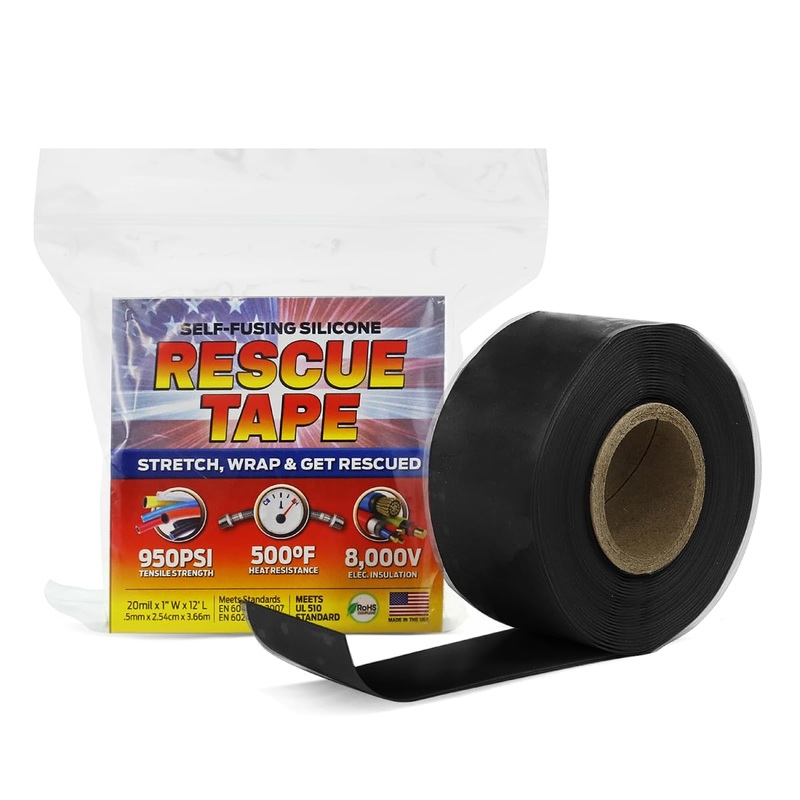 Bond It Rescue Tape, Self-Fusing Silicone for Emergency Plumbing, Pipe & Hose Repair, Electrical Insulation, Waterproof, 950PSI, Made in USA, 1 x 12′, Black Black 1 x 12′ x 20mil