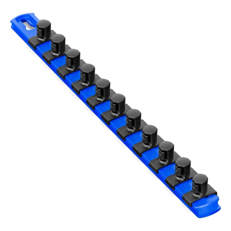 Ernst Manufacturing 13-Inch Magnetic Socket Organizer with 11 1/2-Inch Twist Lock Clips, Blue (8419M-Blue-1/2) 13-Inch 1/2-Inch Twist Clips Blue