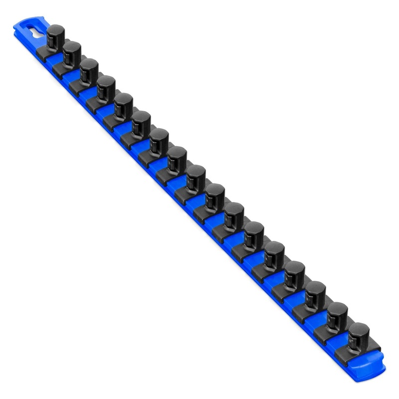 Ernst Manufacturing 18-Inch Magnetic Socket Organizer with 17 1/2-Inch Twist Lock Clips, Blue (8405M-Blue-1/2) 18-Inch 1/2-Inch Twist Clips Blue