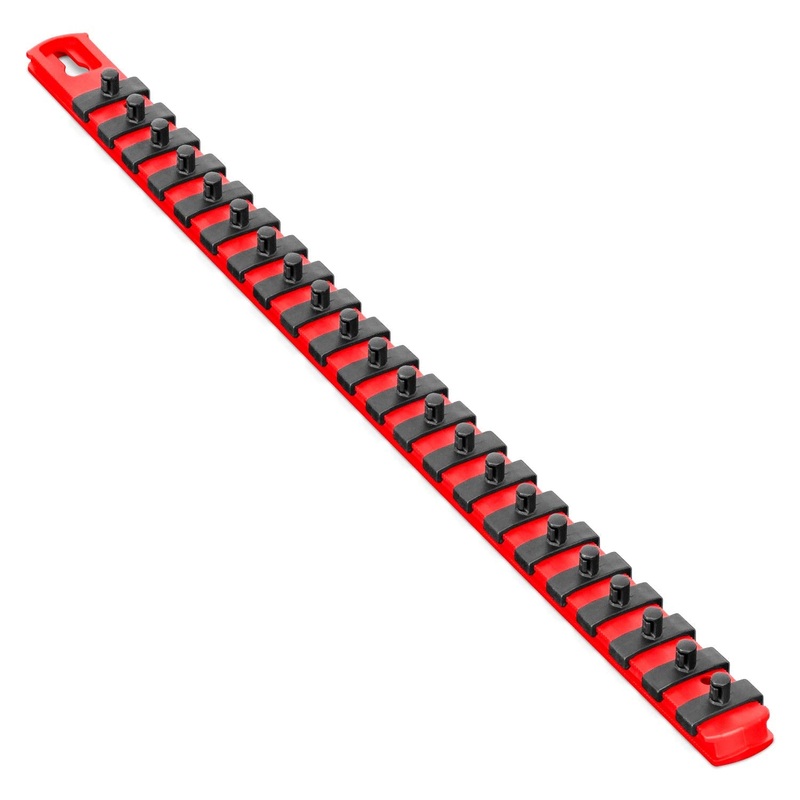 Ernst Manufacturing 18-Inch Magnetic Socket Organizer with 22 1/4-Inch Twist Lock Clips, Red (8400M-Red-1/4) 18-Inch 1/4-Inch Red
