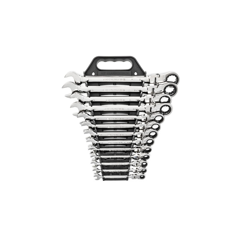 GEARWRENCH 13 Pc. 12 Pt. Flex Head Ratcheting Combination Wrench Set, SAE – 9702D