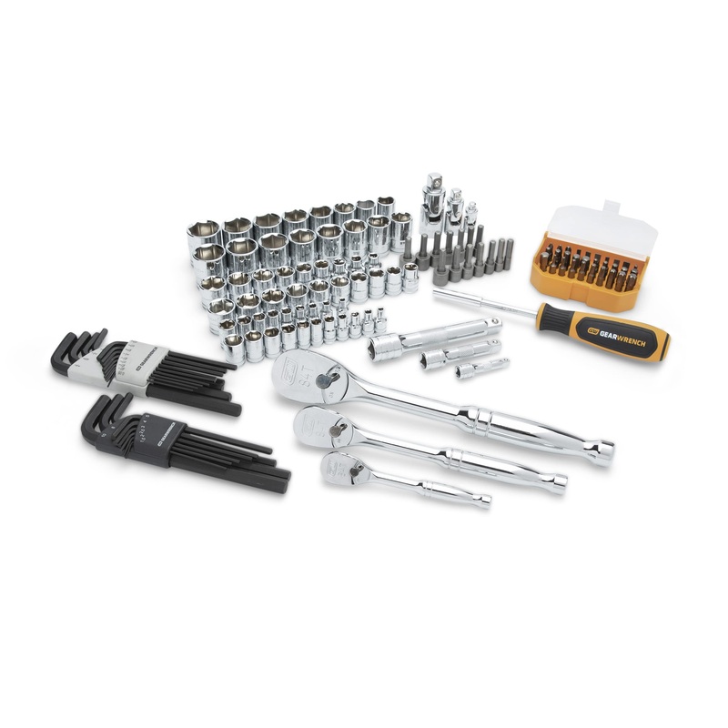 GEARWRENCH 131 Piece 1/4, 3/8, 1/2 Drive SAE/MM Mechanics Tool Set – 89089