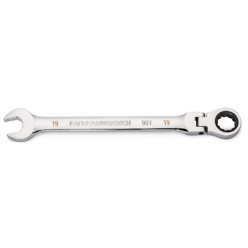 GEARWRENCH 19mm 4 Degree Swing Arch 12 Point Flex Head Ratcheting Combination Wrench – 86719