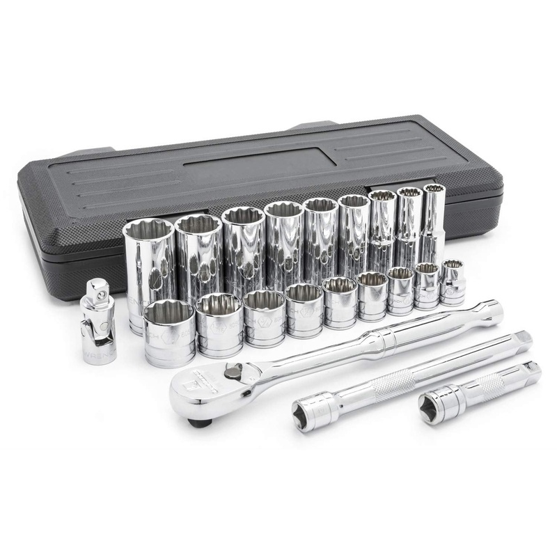 GEARWRENCH 22 Pc. 3/8 Drive 12 Pt. Standard & Deep Mechanics Tool Set, SAE – 80691 22 Piece