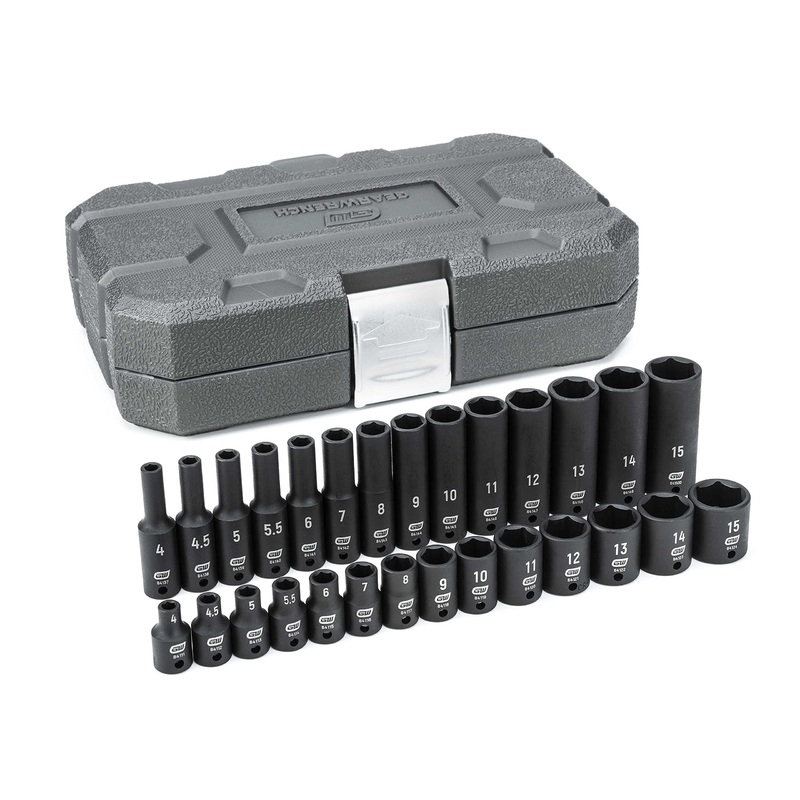 GEARWRENCH 28 Pc. 1/4 Drive 6 Pt. Standard & Deep Impact Socket Set, Metric – 84901