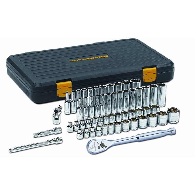 GEARWRENCH 56 Pc. 3/8 Drive 6 Pt. 120XP Mechanics Tool Set, Standard & Deep, SAE/Metric – 80550P