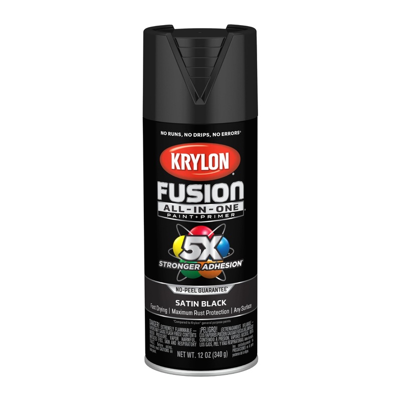 Krylon Fusion All-In-One Adhesive Spray Paint for Indoor/Outdoor Use, 12 oz, Black Black 12 Ounce (Pack of 1) Satin