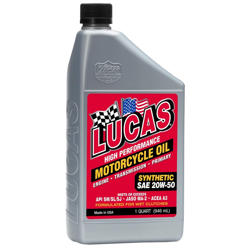 Lucas Oil 10702 High Performance Synthetic SAE 20W-50 Motorcycle Oil – 1 Quart (Pack of 6)