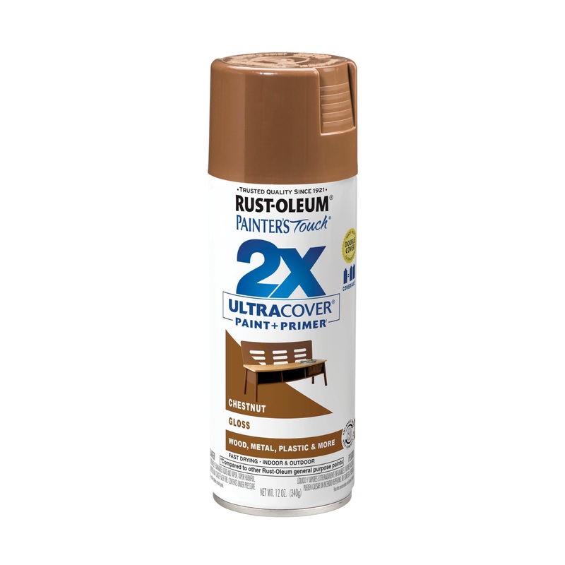 Rust-Oleum 249847 Painter’s Touch 2X Ultra Cover Spray Paint, 12 oz, Gloss Chestnut (Pack of 1)