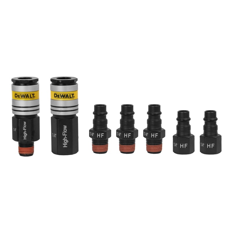 DEWALT 7pc High Flow Coupler (2pcs) & Plug 1/4-Inch NPT (5pcs) Kit (DXCM036-0205)