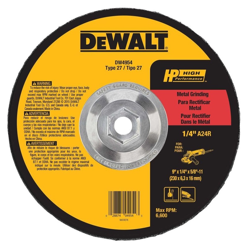 DEWALT 9-Inch by 1/4-Inch by 5/8-Inch-11 General Purpose Metal Grinding Wheel – DW4954