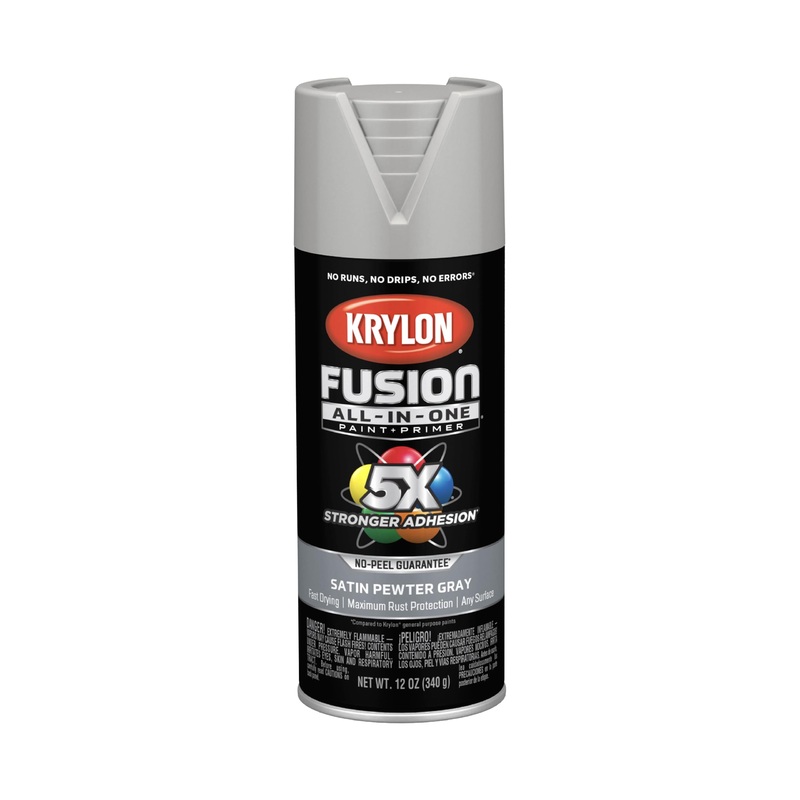 Krylon Fusion All-In-One Adhesive Spray Paint for Indoor/Outdoor Use, 12 oz, Pewter Gray (Pack of 1)