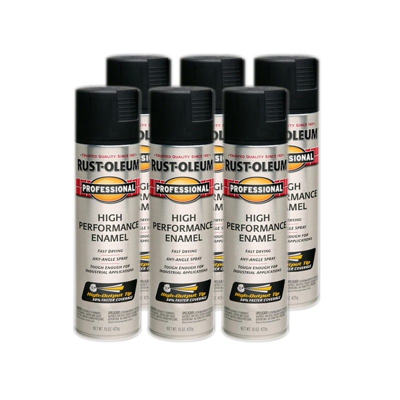 Rust-Oleum 239107 Professional High Performance Enamel Spray Paint, 15 Oz, Semi-Gloss Black (Pack of 6)