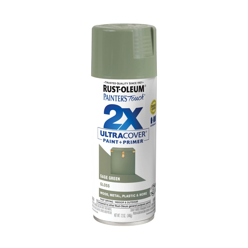 Rust-Oleum 249094 Painter’s Touch 2X Ultra Cover Spray Paint, 12 oz, Gloss Sage Green (Pack of 1)