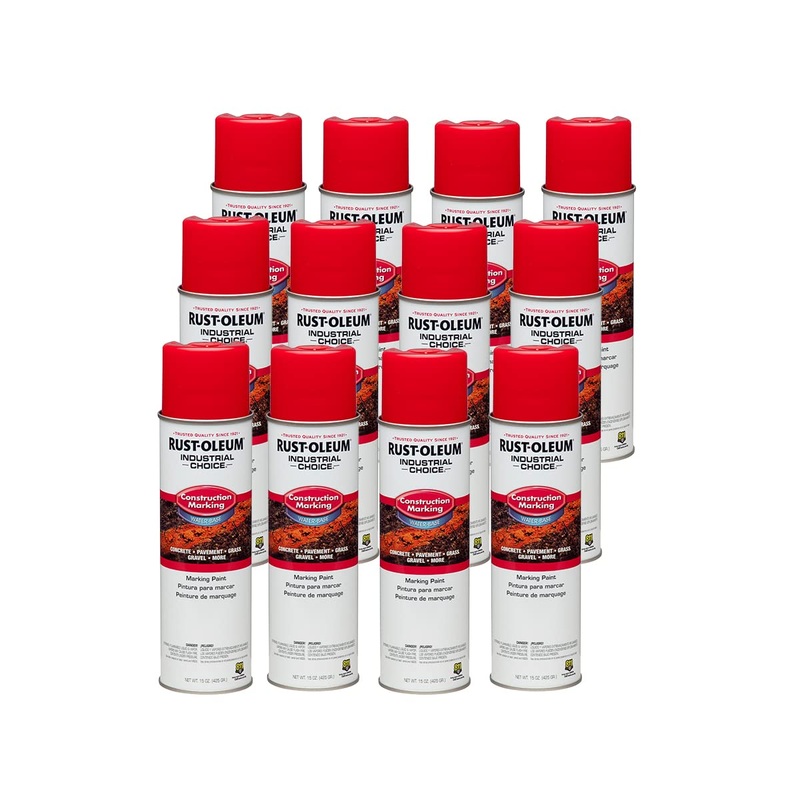 Rust-Oleum 264696 Industrial Choice M1400 System Water-Based Construction Marking Paint, 17 oz, Safety Red (Pack of 12)